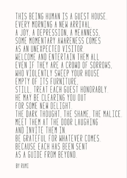 Minimalism Greeting Card featuring the photograph The Guest House #poem #inspirational by Andrea Anderegg