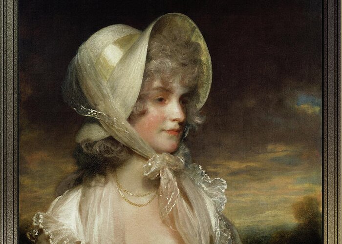 The Honorable Lucy Byng Greeting Card featuring the painting The Honerable Lucy Byng by John Hoppner by Rolando Burbon