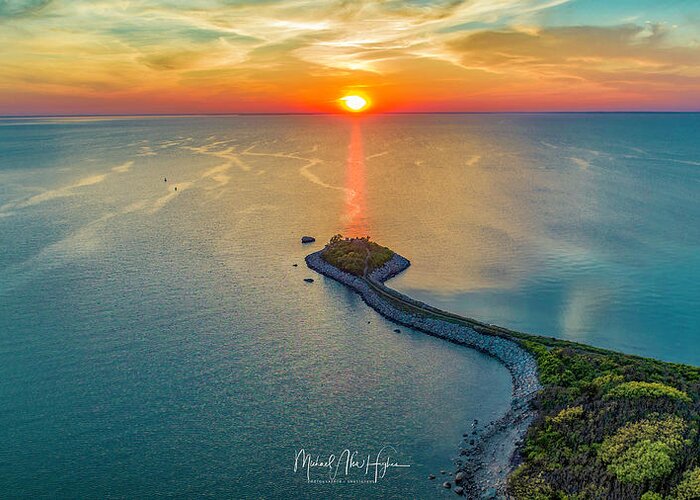 Falmouth Greeting Card featuring the photograph The Last Ray by Veterans Aerial Media LLC