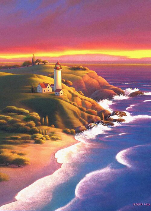 Light House Greeting Card featuring the painting The Light House by Robin Moline