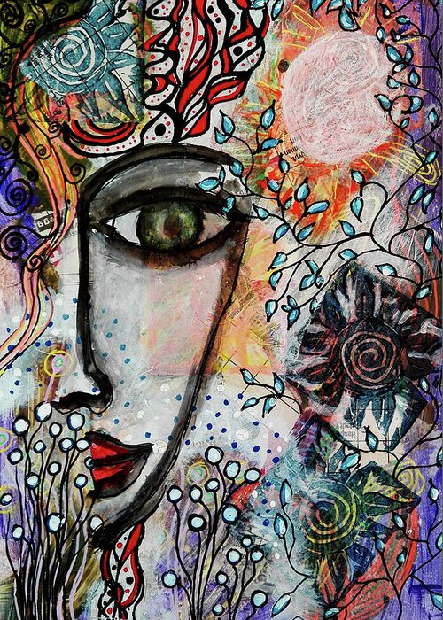 Symbolism Greeting Card featuring the mixed media The Observer by Mimulux Patricia No