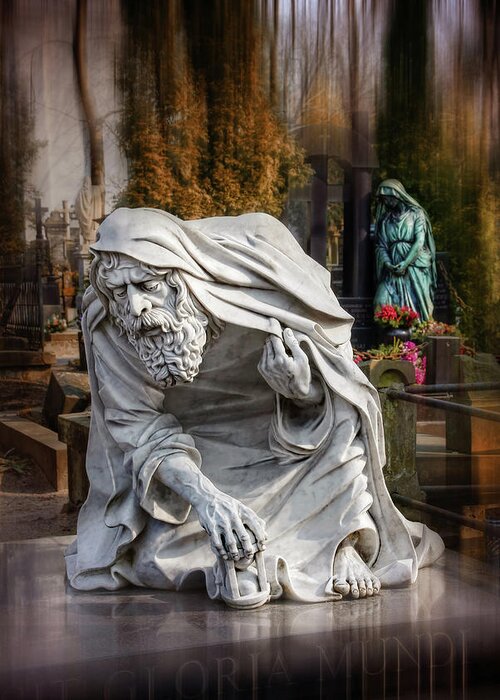 Warsaw Greeting Card featuring the photograph The Old Man of Powazki Cemetery Warsaw by Carol Japp