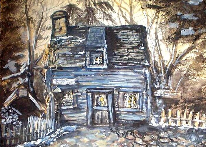 St. Augustine Greeting Card featuring the painting The Oldest Wooden School House by Alexandria Weaselwise Busen