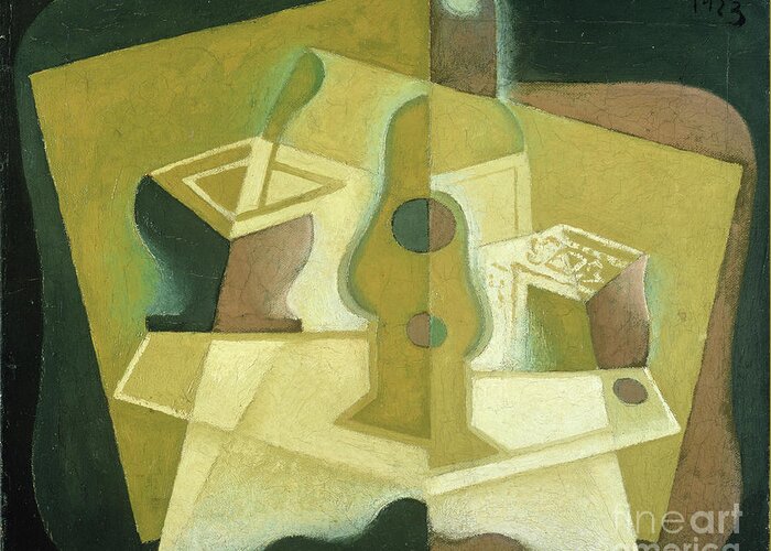 Abstraction Greeting Card featuring the painting The Packet Of Tobacco, C.1923 by Juan Gris