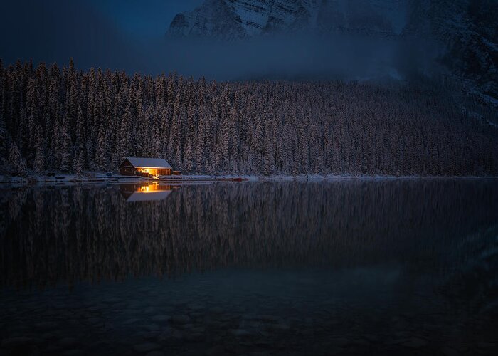 Lake Greeting Card featuring the photograph The Peaceful Night by Leah Xu