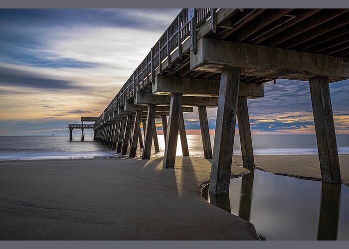 Tybee Beach. Long Exposure Greeting Card featuring the photograph The Pier in Morning Light by Ray Silva
