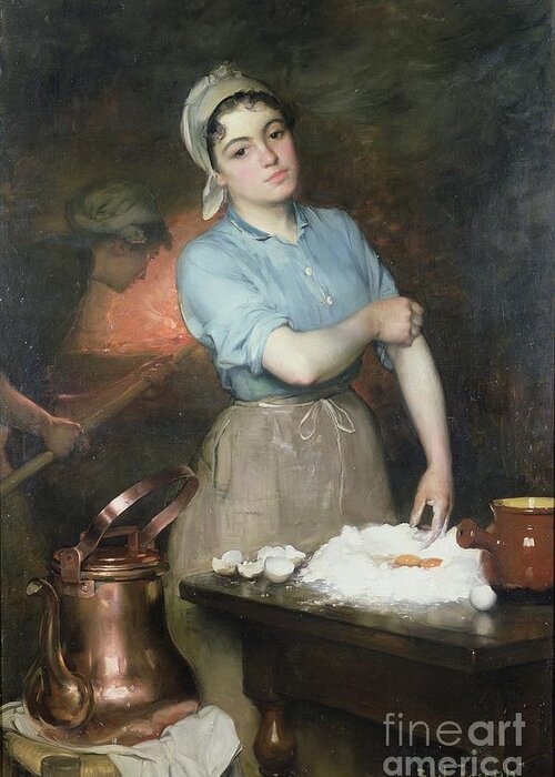 19th Century Greeting Card featuring the painting The Pretty Pastry Cook by Joseph Bail