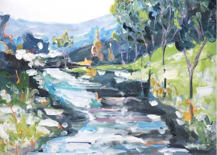 Abstract Landscape Greeting Card featuring the painting The Promises of Spring by Donna Tuten