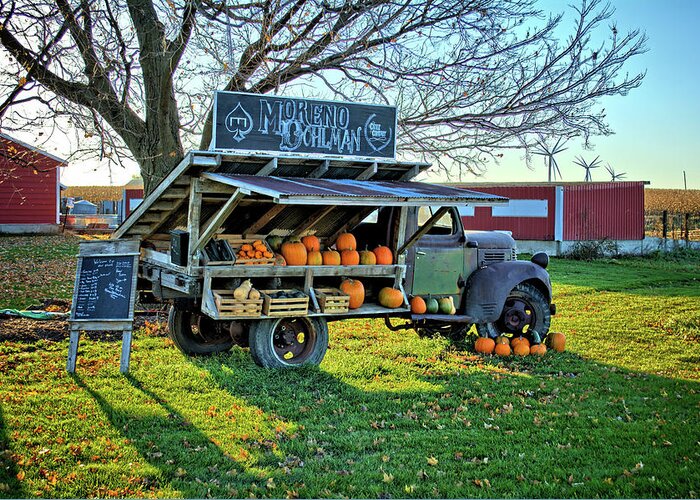 Truck Greeting Card featuring the photograph The Pumpkin Stand by Bonfire Photography