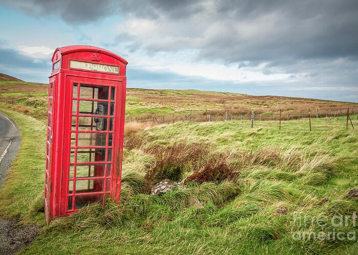 The Telephone On Skye Greeting Card featuring the photograph The Red Telephone Box on Skye by Elizabeth Dow