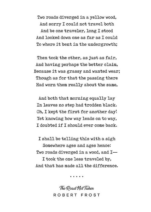 The Road Not Taken - Robert Frost Poem - Minimal, Sophisticated, Modern,  Classy Typewriter Print Greeting Card