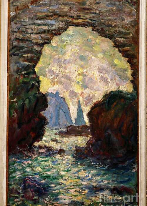 19th Century Greeting Card featuring the painting The Rock Needle Seen Through The Porte D'aumont, 1885 by Claude Monet