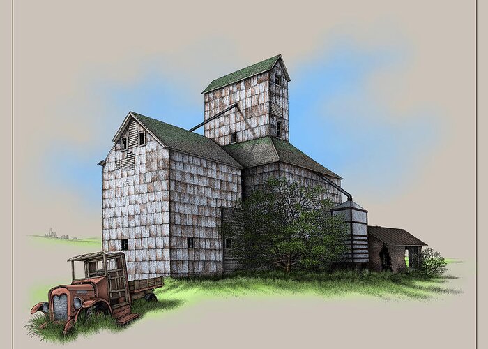 History Greeting Card featuring the digital art The Ross Elevator Version 5 by Scott Ross