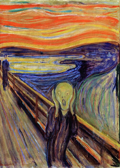 Edvard Munch Greeting Card featuring the painting The Scream 1893 - Digital Remastered Edition2 by Edvard Munch