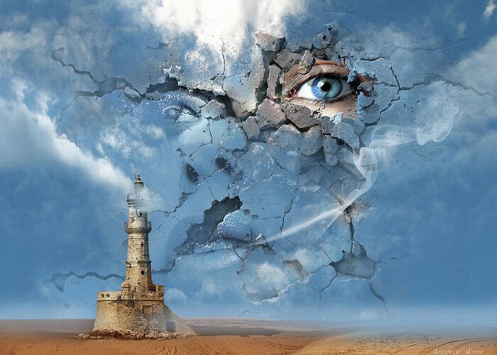 Woman Greeting Card featuring the digital art The Sky is the Limit or False Illusions and Imagination Duplicity by George Grie