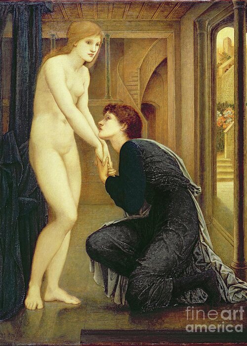 19th Century Greeting Card featuring the painting The Soul Attains, From The 'pygmalion And The Image' Series, 1870 by Edward Burne-Jones