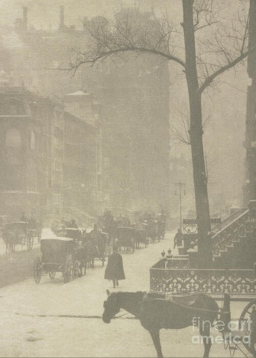 The Street Greeting Card featuring the photograph The Street, Design for a Poster by Alfred Stieglitz