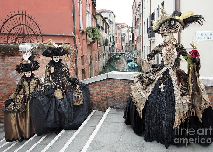 Carnival Greeting Card featuring the photograph The Streets of Venice by Linda D Lester