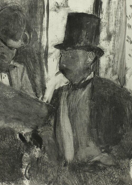 19th Century Art Greeting Card featuring the relief The Two Connoisseurs by Edgar Degas