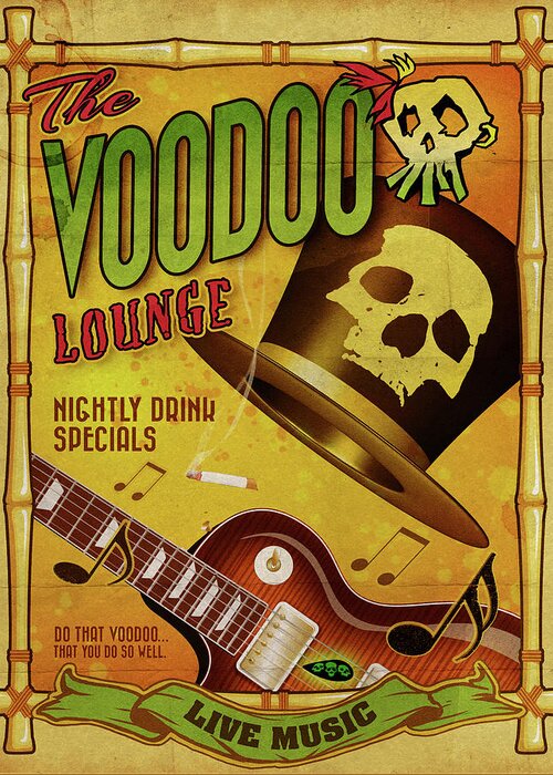 The Voodoo Lounge Greeting Card featuring the mixed media The Voodoo Lounge by Old Red Truck
