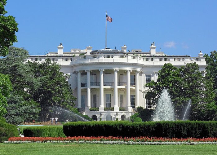 Scenic Greeting Card featuring the photograph The White House in Summer DS050 by Gerry Gantt