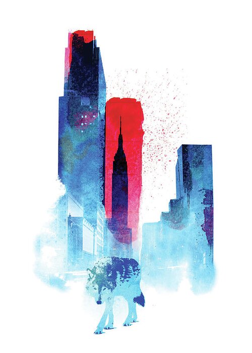 The Wolf Of The City Greeting Card featuring the painting The Wolf Of The City by Robert Farkas
