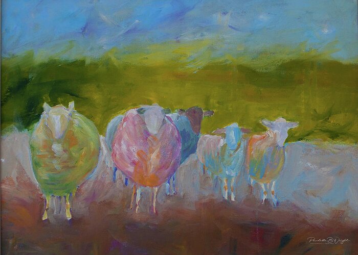 Top Greeting Card featuring the painting The Woolly Boys Stand Their Ground by Paulette B Wright