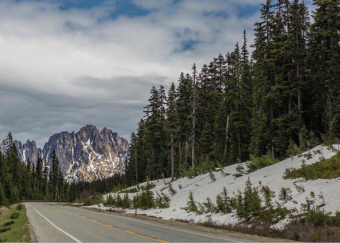 Mountain Greeting Card featuring the photograph A mountain at the end of the road, North Cascades National Park, Washington by Julieta Belmont