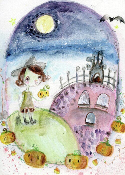 This Is Halloween 605 Greeting Card featuring the painting This Is Halloween 605 by Mindy Lacefield
