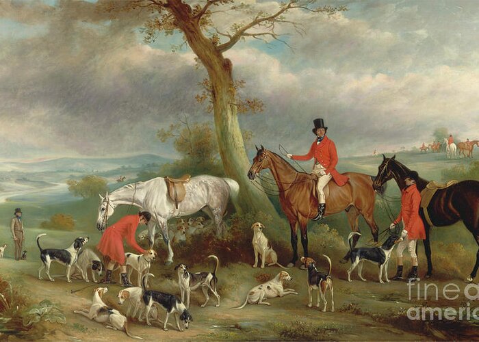 Nobility Greeting Card featuring the painting Thomas Wilkinson, M.f.h., With The Hurworth Foxhounds, 1824 by John E. Ferneley
