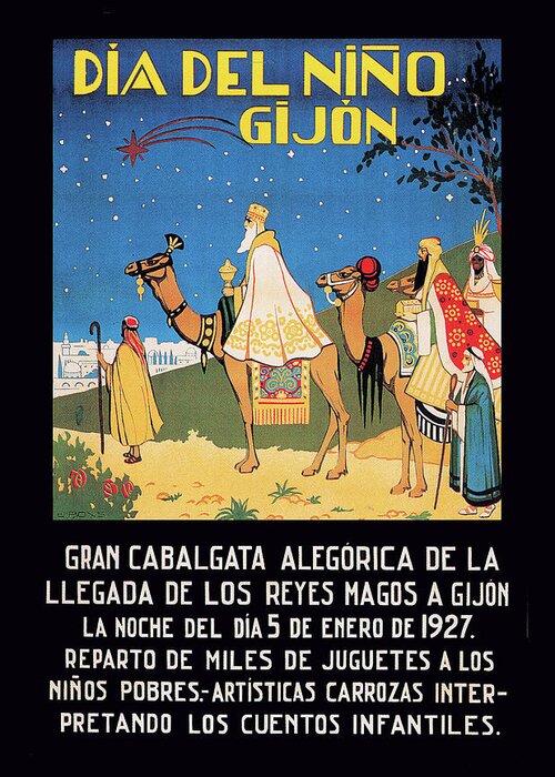Gijon Greeting Card featuring the painting Three Kings by Unknown