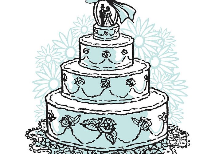 Admire Greeting Card featuring the drawing Three-Tiered Wedding Cake by CSA Images