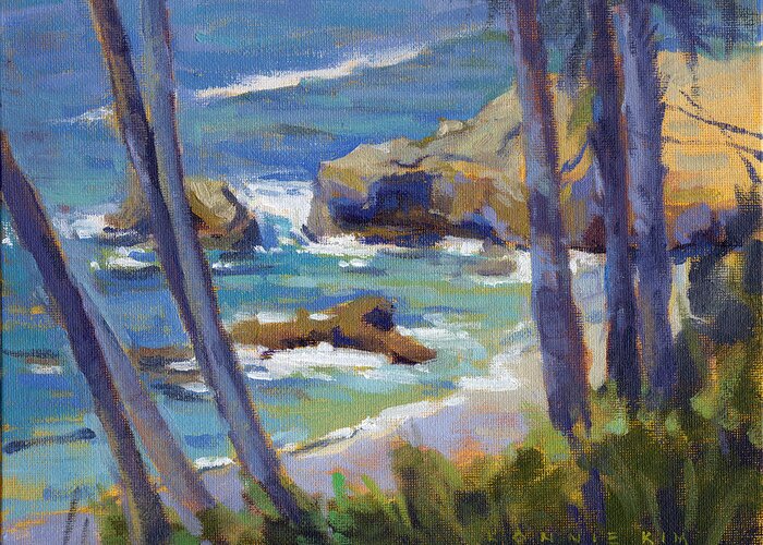 Rocks Greeting Card featuring the painting Through the Trees by Konnie Kim