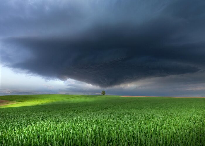 Swabian Greeting Card featuring the photograph Thunderstorm Cell Over The Alb Plateau by Nicolas Schumacher