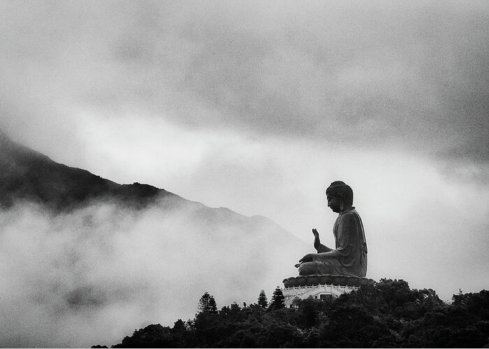 Tranquility Greeting Card featuring the photograph Tian Tan Buddha by Picture By Chris Kench Photography
