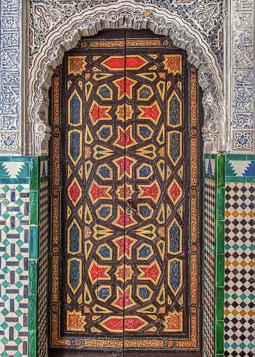 Door Greeting Card featuring the photograph Tiled Door of Sevilla by David Letts