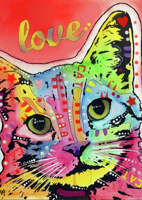 Tiltcat Love Greeting Card featuring the mixed media Tiltcat Love by Dean Russo