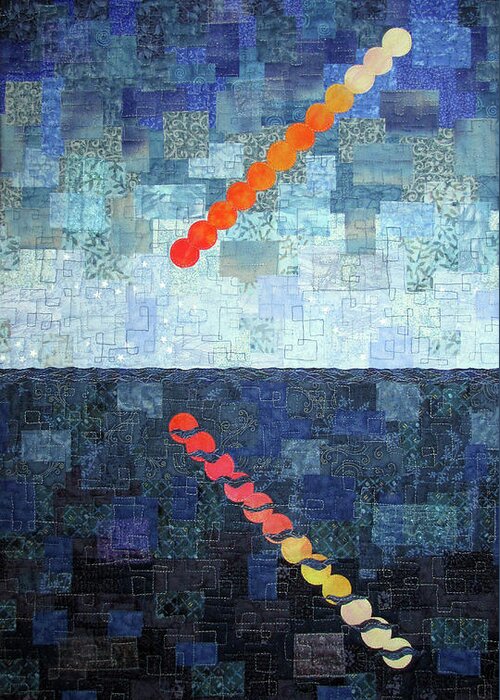 Abstract Greeting Card featuring the tapestry - textile Time Lapse Moon Rise by Pam Geisel