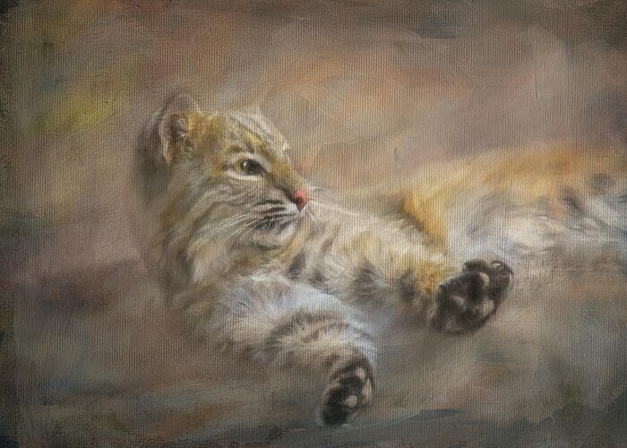 Bobcat Greeting Card featuring the painting Time To Rise and Shine by Jai Johnson
