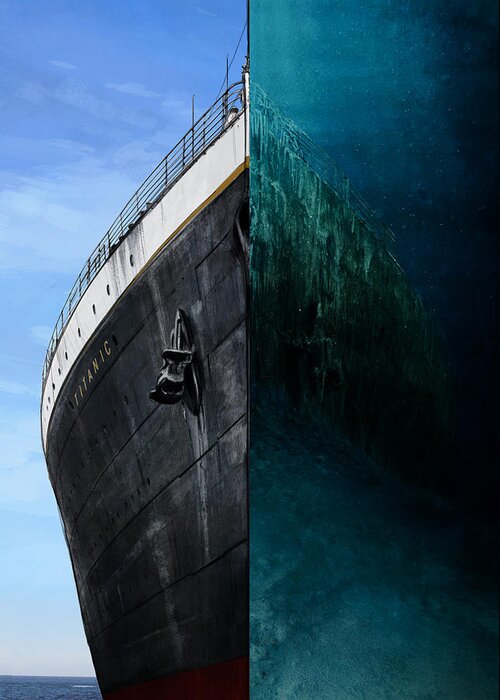 History Greeting Card featuring the digital art Titanic Double by Andrea Gatti