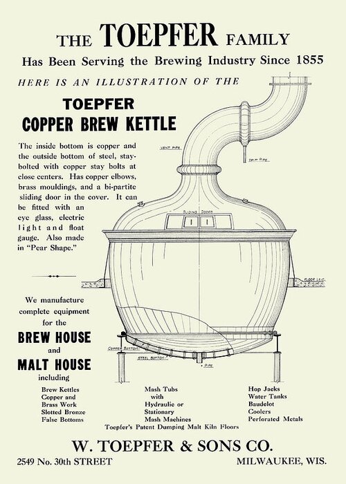 Toepfer Greeting Card featuring the painting Toepfer Copper Brew Kettle by Unknown
