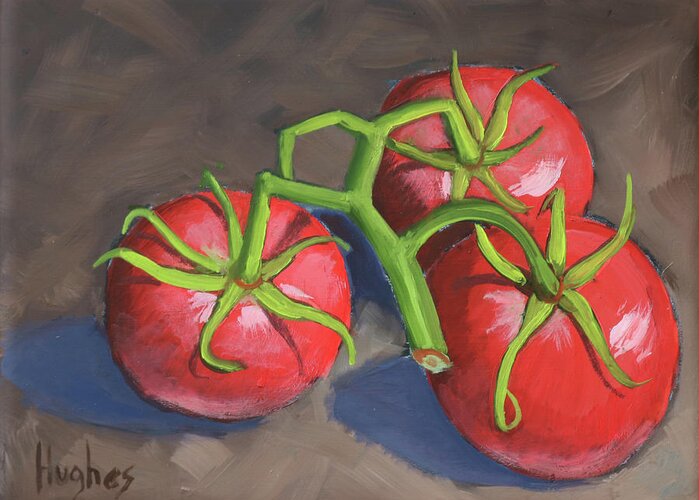 Tomato Greeting Card featuring the painting Tomatoes by Kevin Hughes