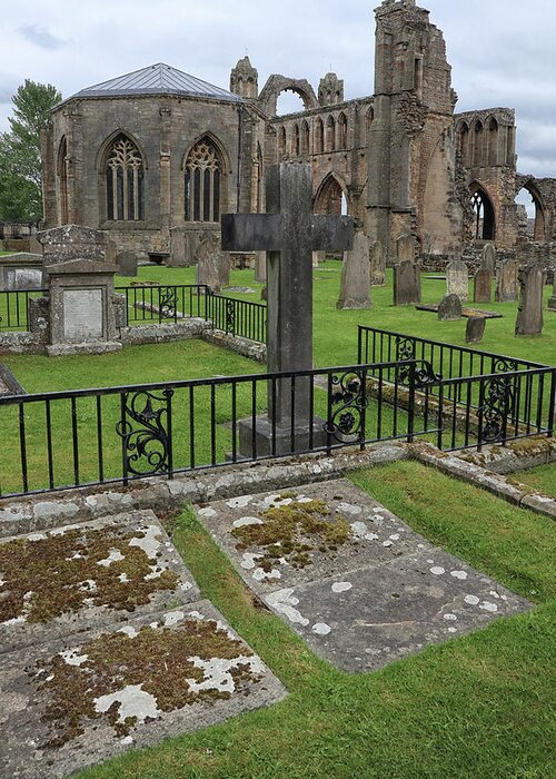 Scotland Greeting Card featuring the photograph Tombstones and Graves at Elgin Cathedral by Dave Mills