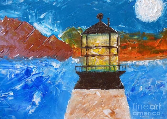 Lighthouse Greeting Card featuring the painting Tonight's Adventure by Bill King