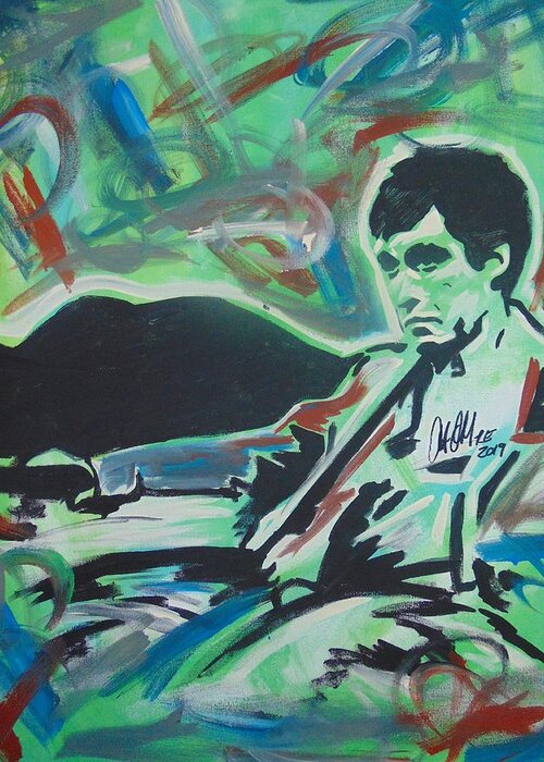 Scarface Greeting Card featuring the painting Tony's World by Antonio Moore
