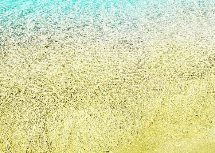 Sea Greeting Card featuring the photograph Top view of sea water and sand texture image. by Jelena Jovanovic
