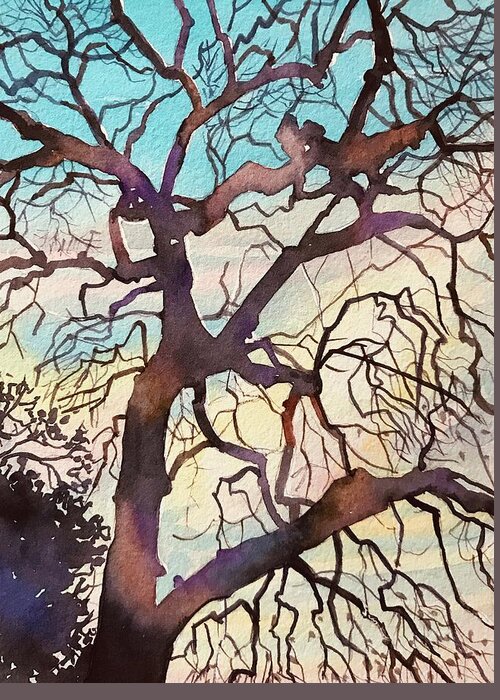 Santa Monica Greeting Card featuring the painting Topanga Oak by Luisa Millicent