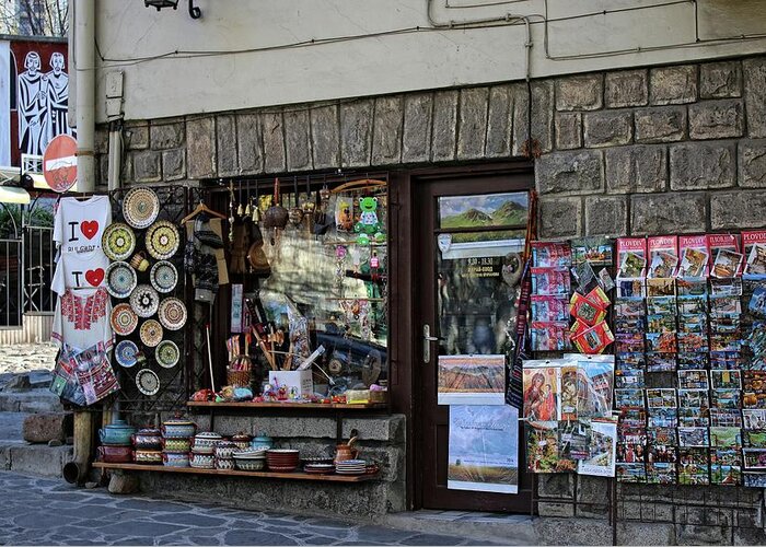 Shop Greeting Card featuring the photograph Tourist shop,Plovdiv,Bulgaria by Martin Smith