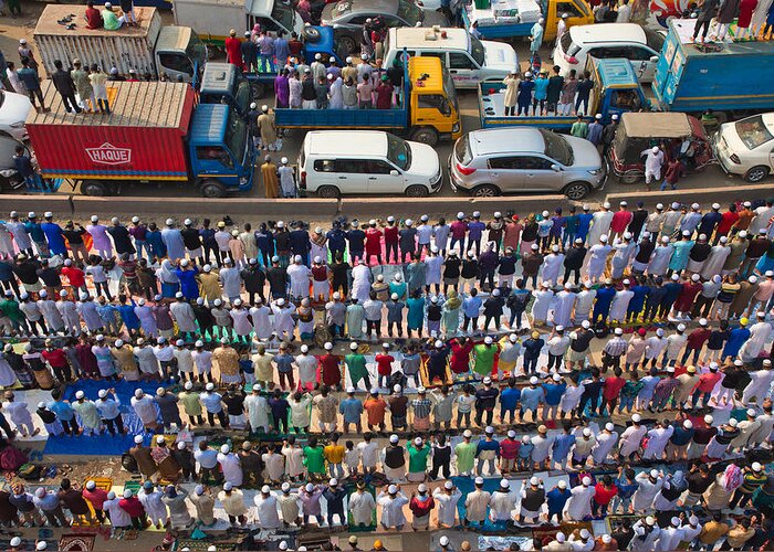 Largest Greeting Card featuring the photograph Traffic Standstill For Prayers by Azim Khan Ronnie