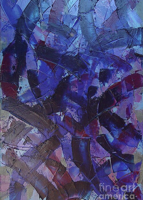 Blue Greeting Card featuring the painting Transitions with Blue and Magenta by Dean Triolo